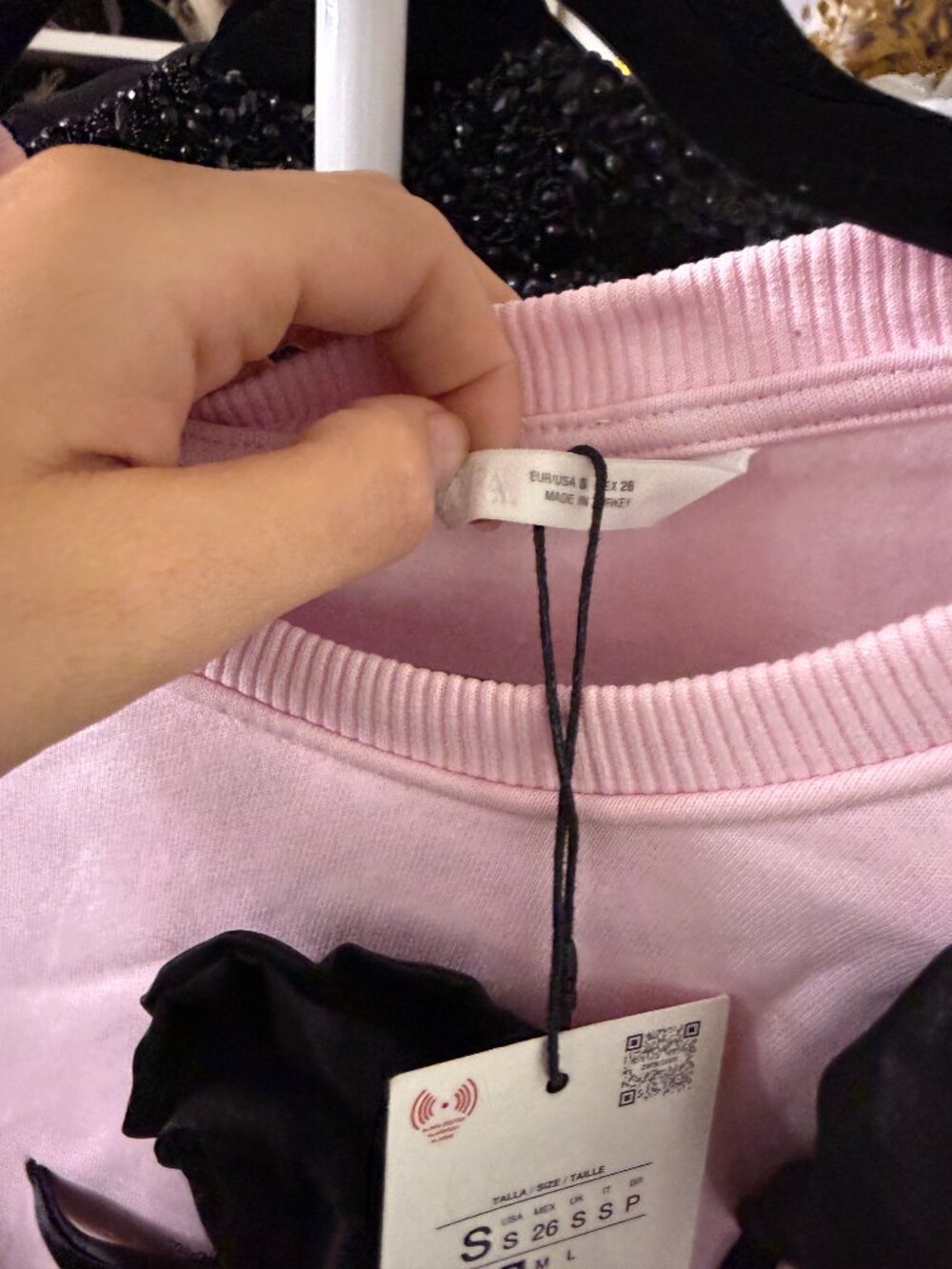 ZARA Contrast Flower Sweatshirt - Pink Size S - Picture 5 of 7